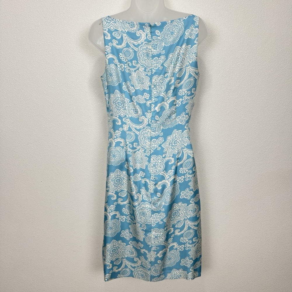Vtg Ann Taylor Dress Womens 4 Blue Floral Silk Preppy Classic Feminine Church - Picture 5 of 16